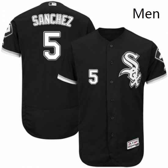 Mens Majestic Chicago White Sox 5 Yolmer Sanchez Black Alternate Flex Base Authentic Collection MLB Jersey
